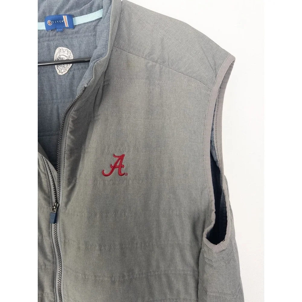 Stitch Vest Mens 2XL‎ Gray Alabama Full Zip Golf Performance Outdoor Quilt